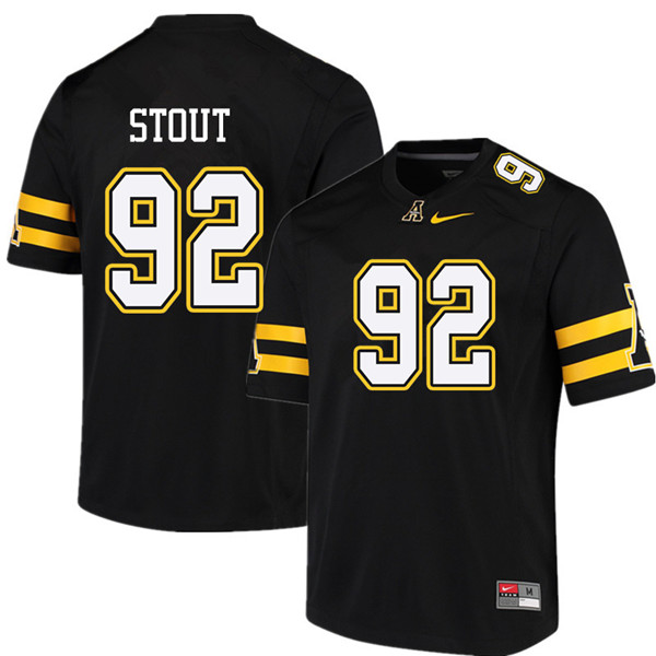 Men #92 Myquon Stout Appalachian State Mountaineers College Football Jerseys Sale-Black